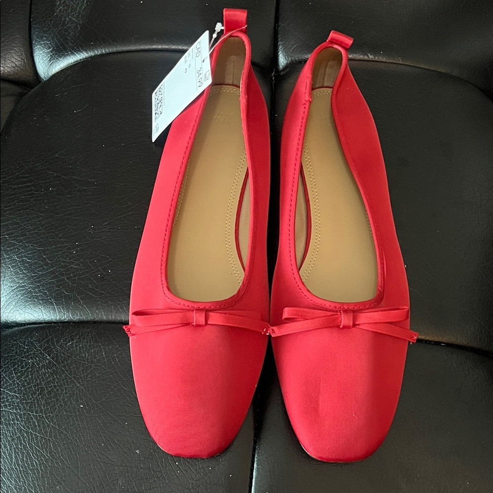 H&M Red Women's Flats with Bow Detail